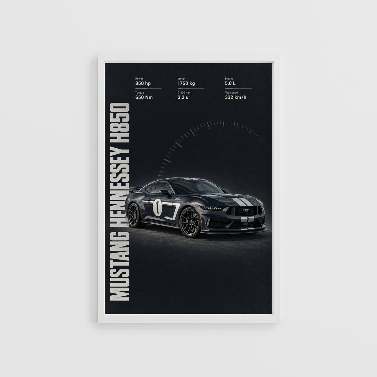 Vintage Mustang Hennessey H850 Print, Car Poster