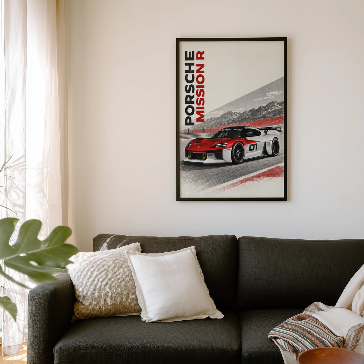 Vintage Porsche Mission R Print, Race Car Wall Art