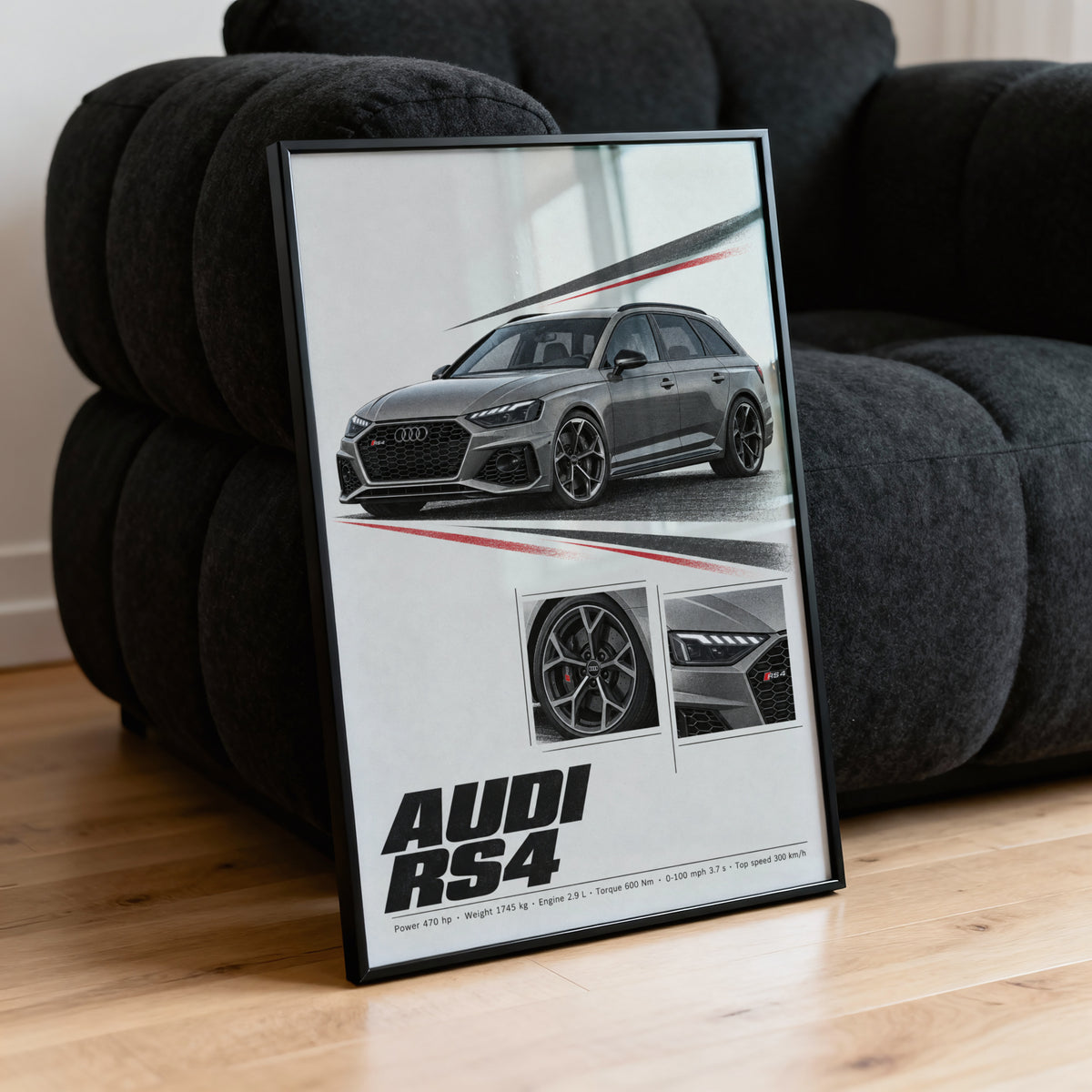 Vintage Audi RS4 Avant Print, Car Wall Art