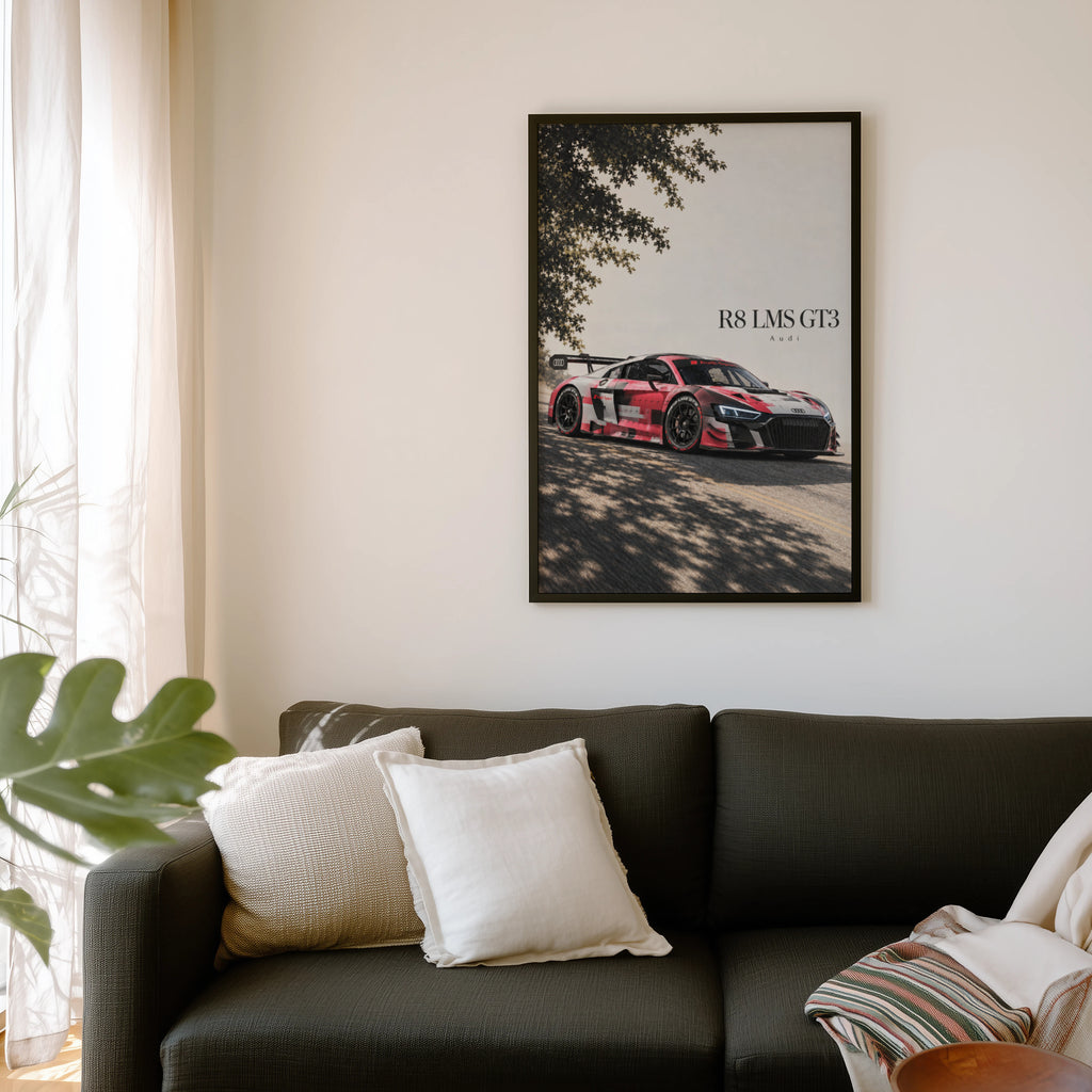 Vintage Audi R8 LMS GT3 Print, Race Car Poster