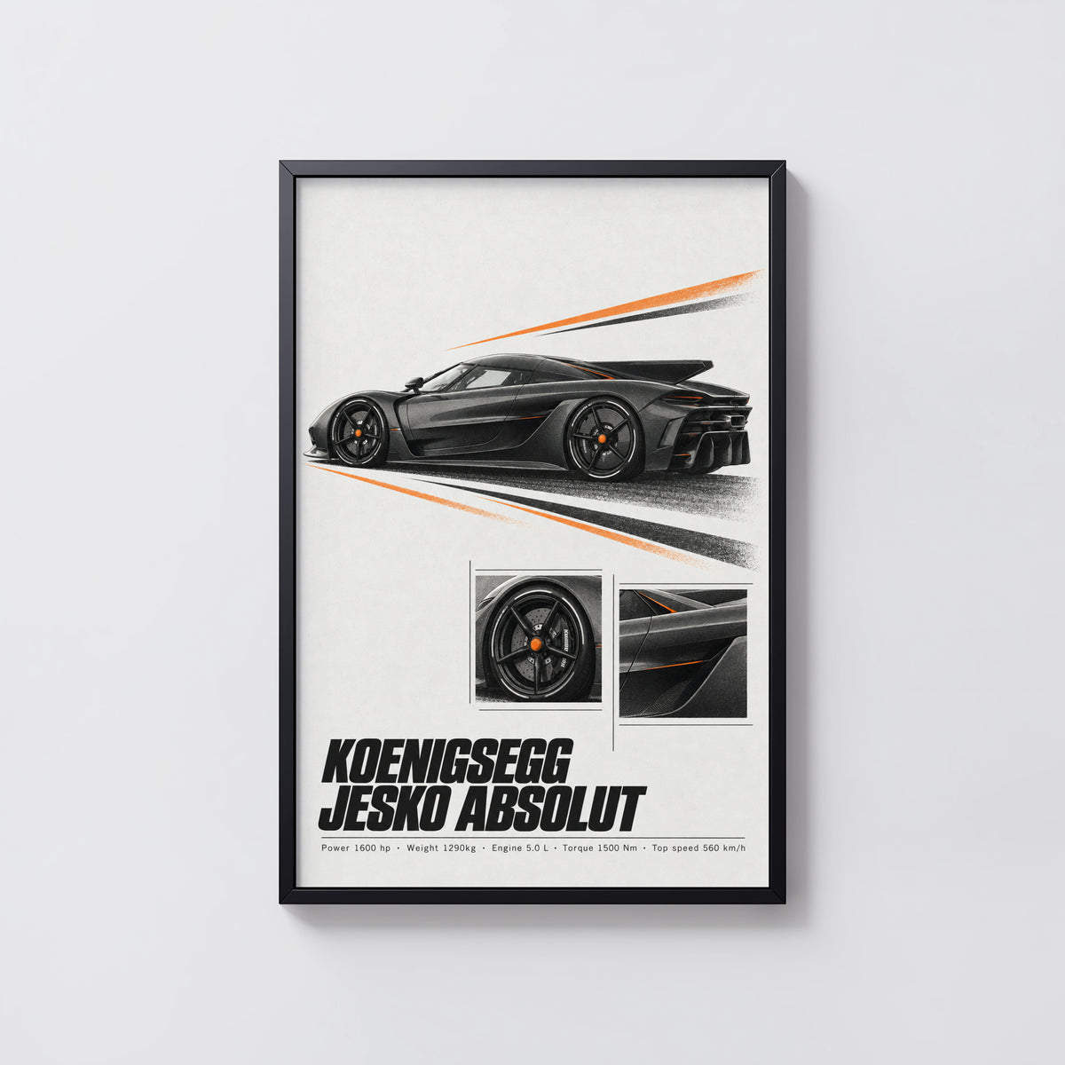 Vintage Koenigsegg Jesko Absolut Print, Hypercar