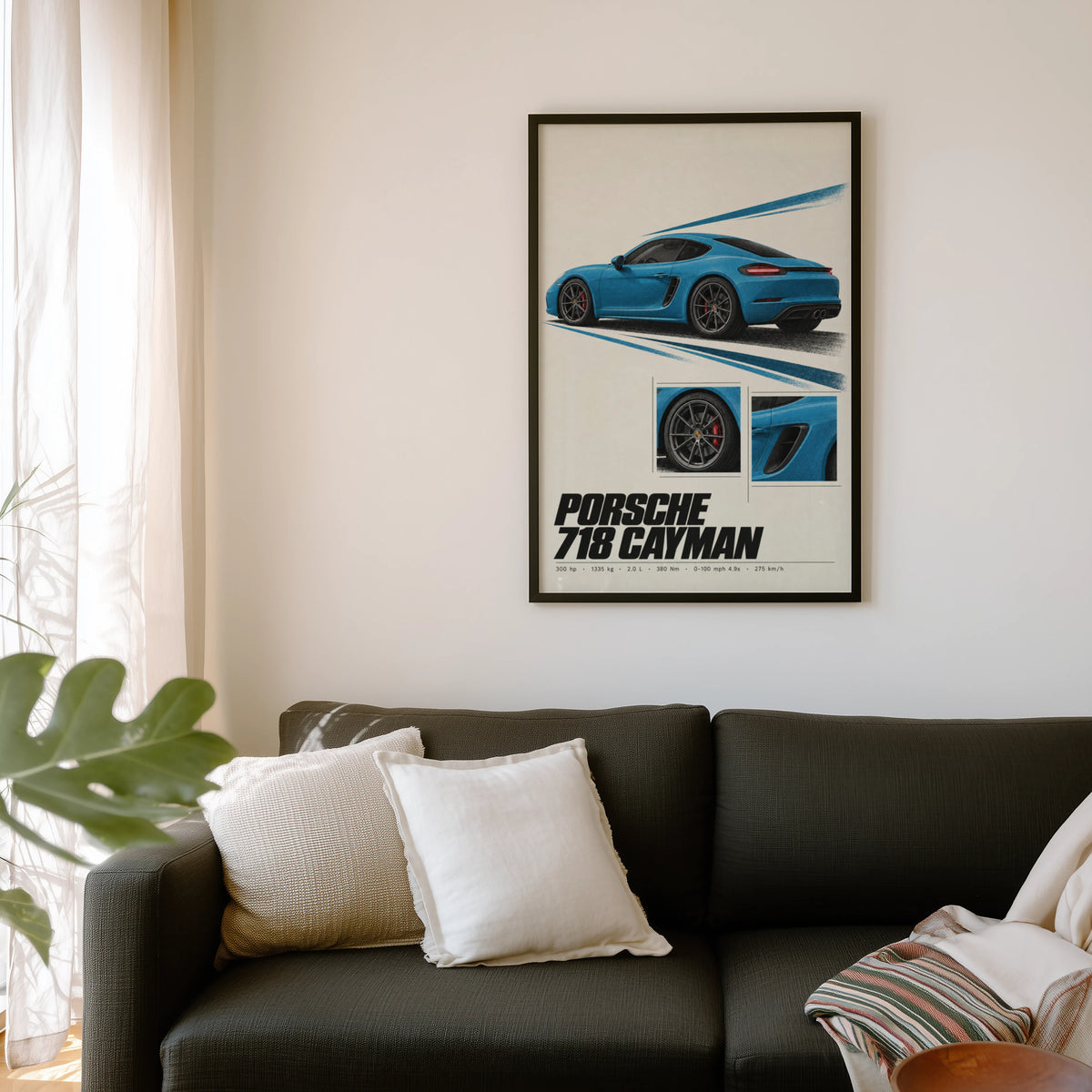 Vintage Porsche 718 Cayman Print, Car Wall Art
