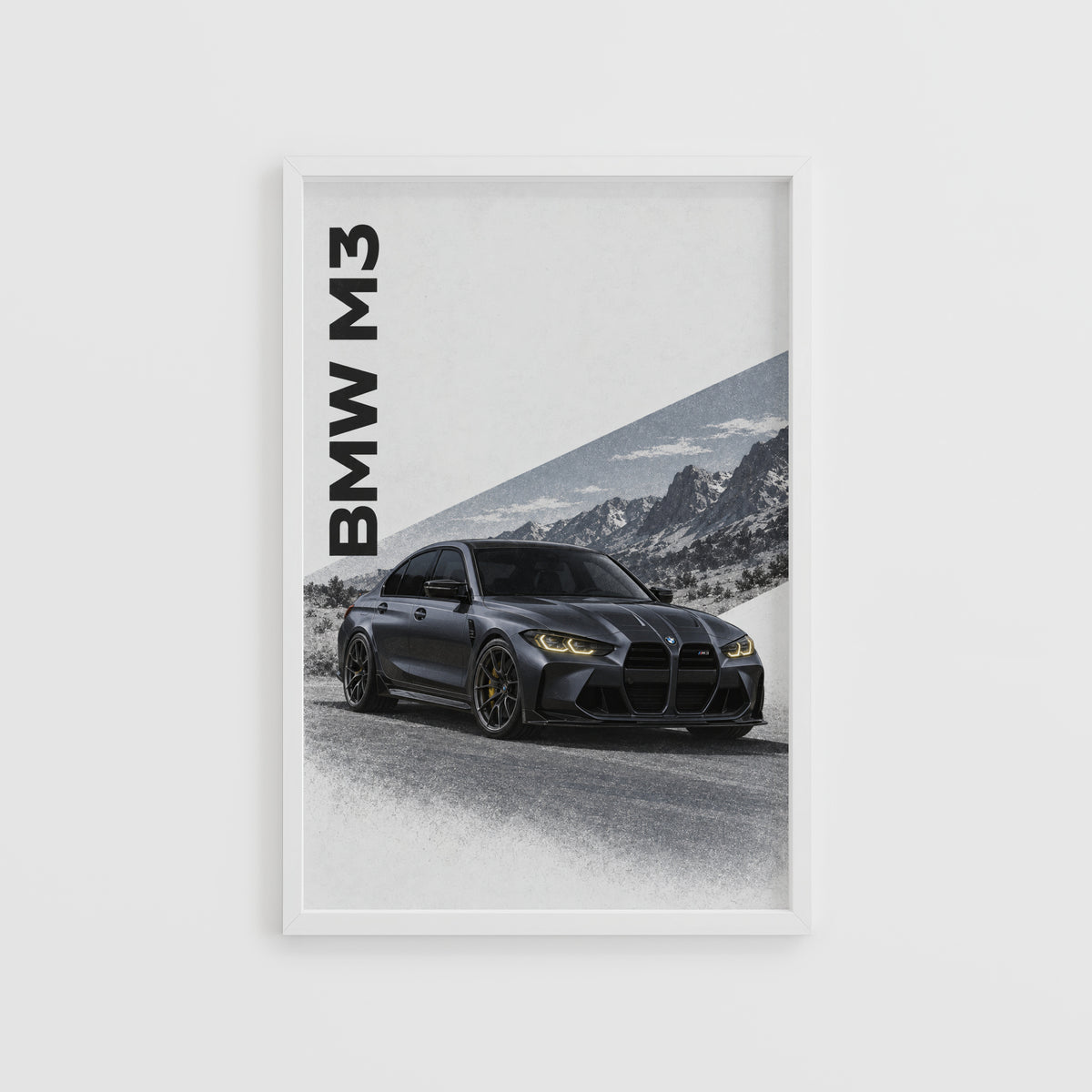 Vintage BMW M3 Print, Car Wall Art, Mountain