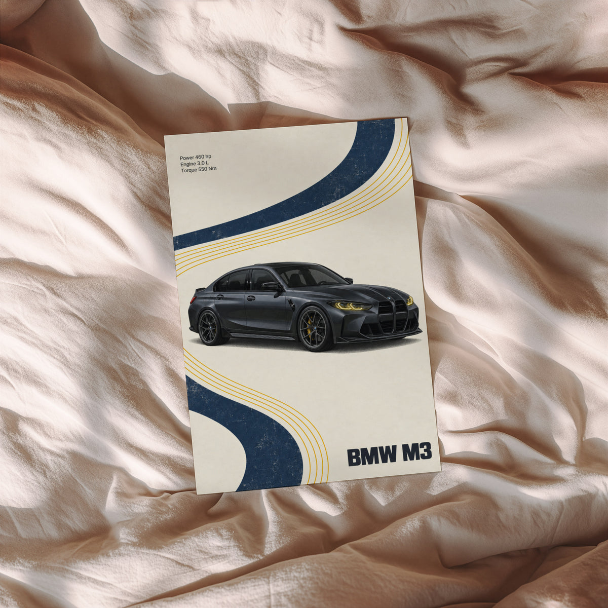 Vintage BMW M3 Print, Retro Car Wall Art