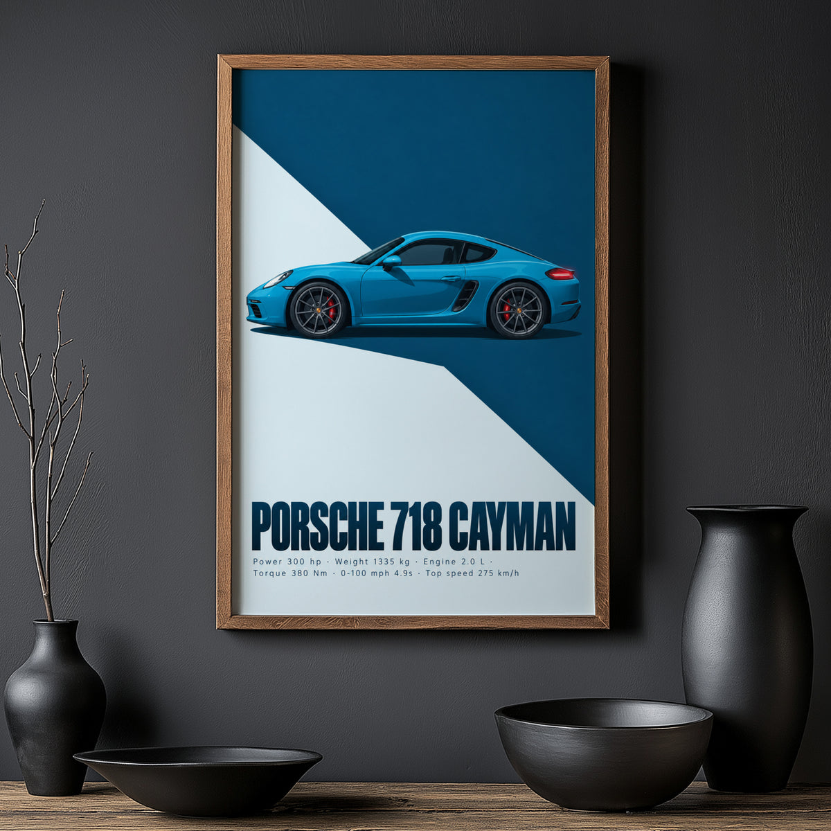 Vintage Porsche 718 Cayman Print, Sports Car Art
