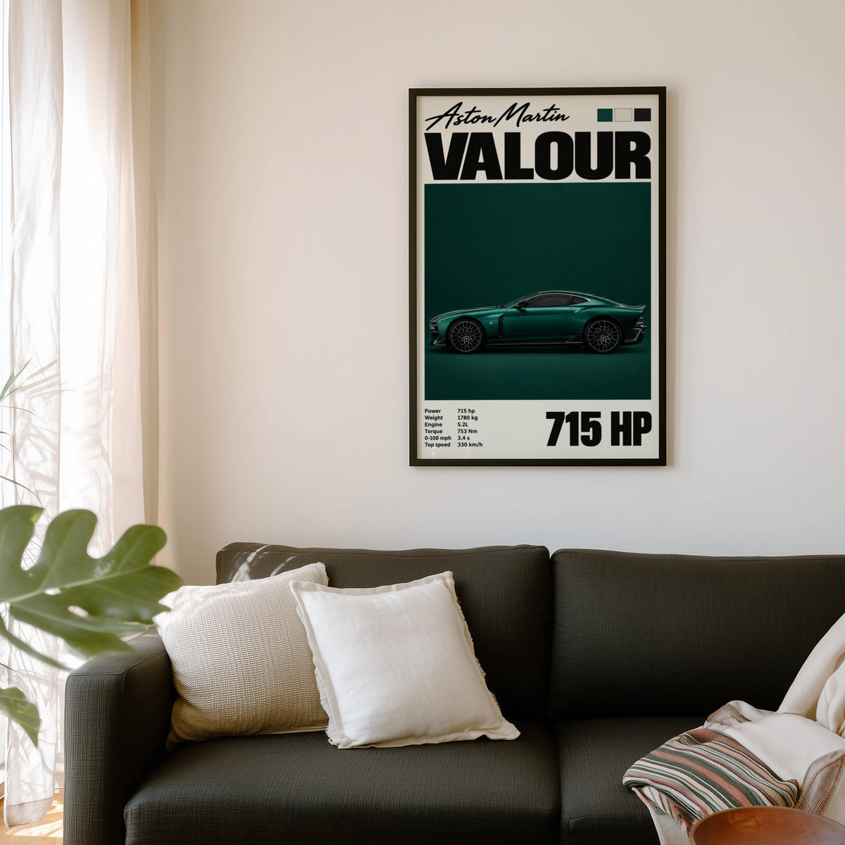 Vintage Aston Martin Valour Print, Green Car Wall Art