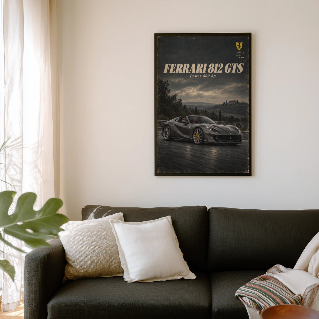 Vintage Ferrari Print, Supercar Wall Art