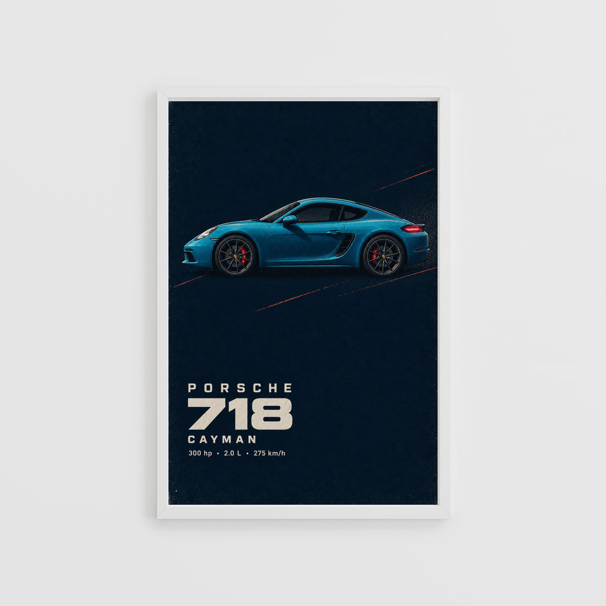 Vintage Porsche 718 Cayman Print, Car Wall Art