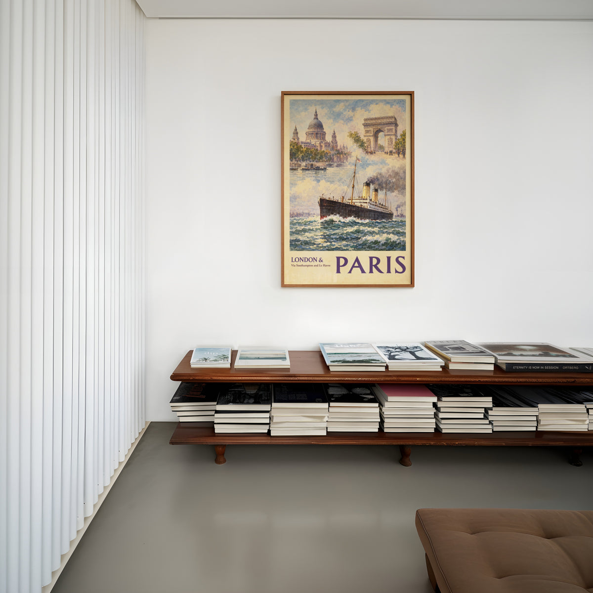 Vintage London to Paris Poster, Steamship Travel Print