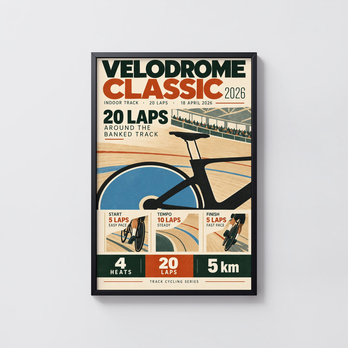 Vintage Velodrome Cycling Poster, Track Racing Wall Art