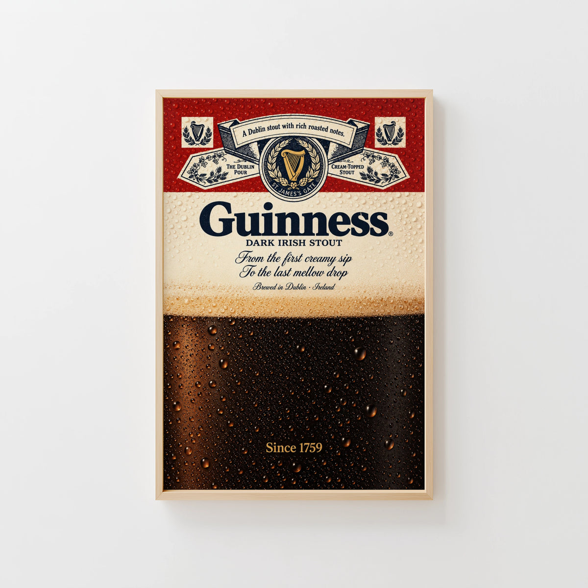 Vintage Guinness Print, Irish Stout Beer Poster, Pub Art