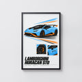 Vintage Lamborghini Huracan STO Print, Car Wall Art