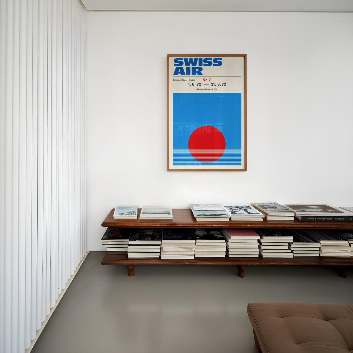 Vintage Swiss Air Osaka Poster, Retro Travel Wall Art Print