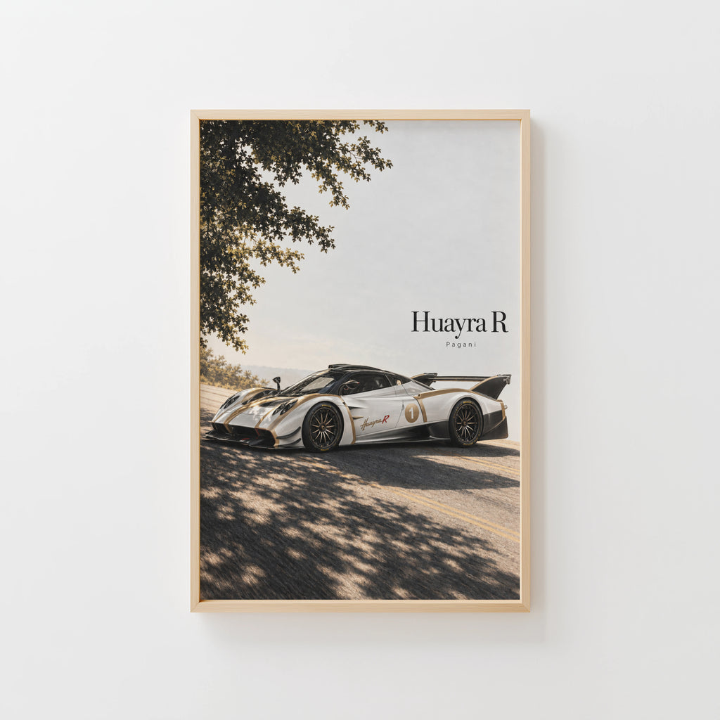 Vintage Pagani Huayra R Print, Supercar Wall Art