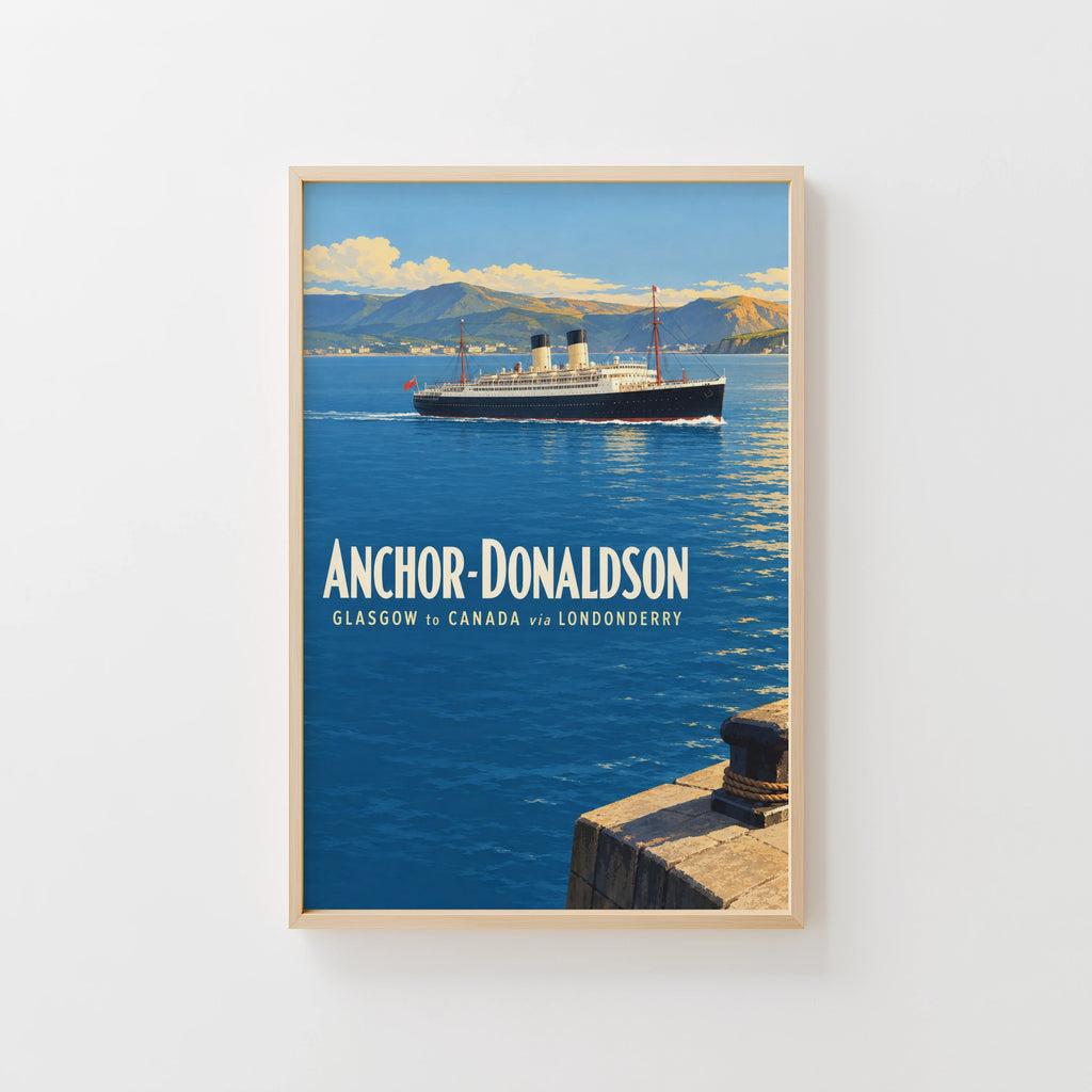 Vintage Ocean Liner Poster, Glasgow Canada Wall Art Print