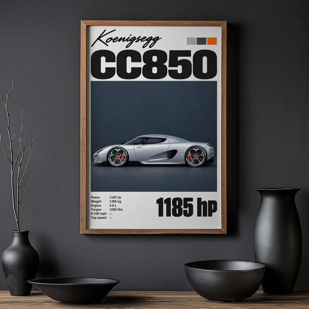 Vintage Koenigsegg CC850 Print, Supercar Wall Art