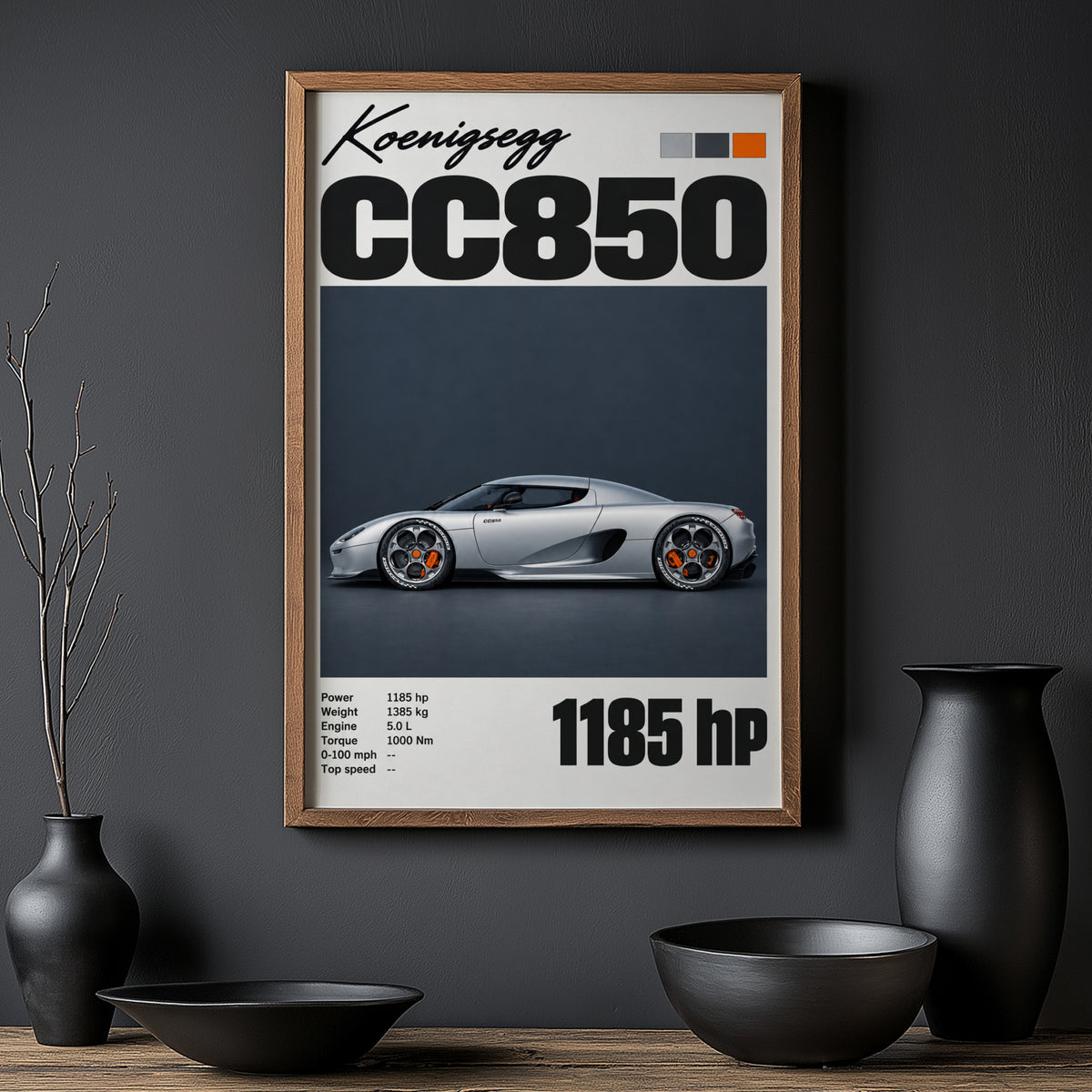 Vintage Koenigsegg CC850 Print, Supercar Wall Art