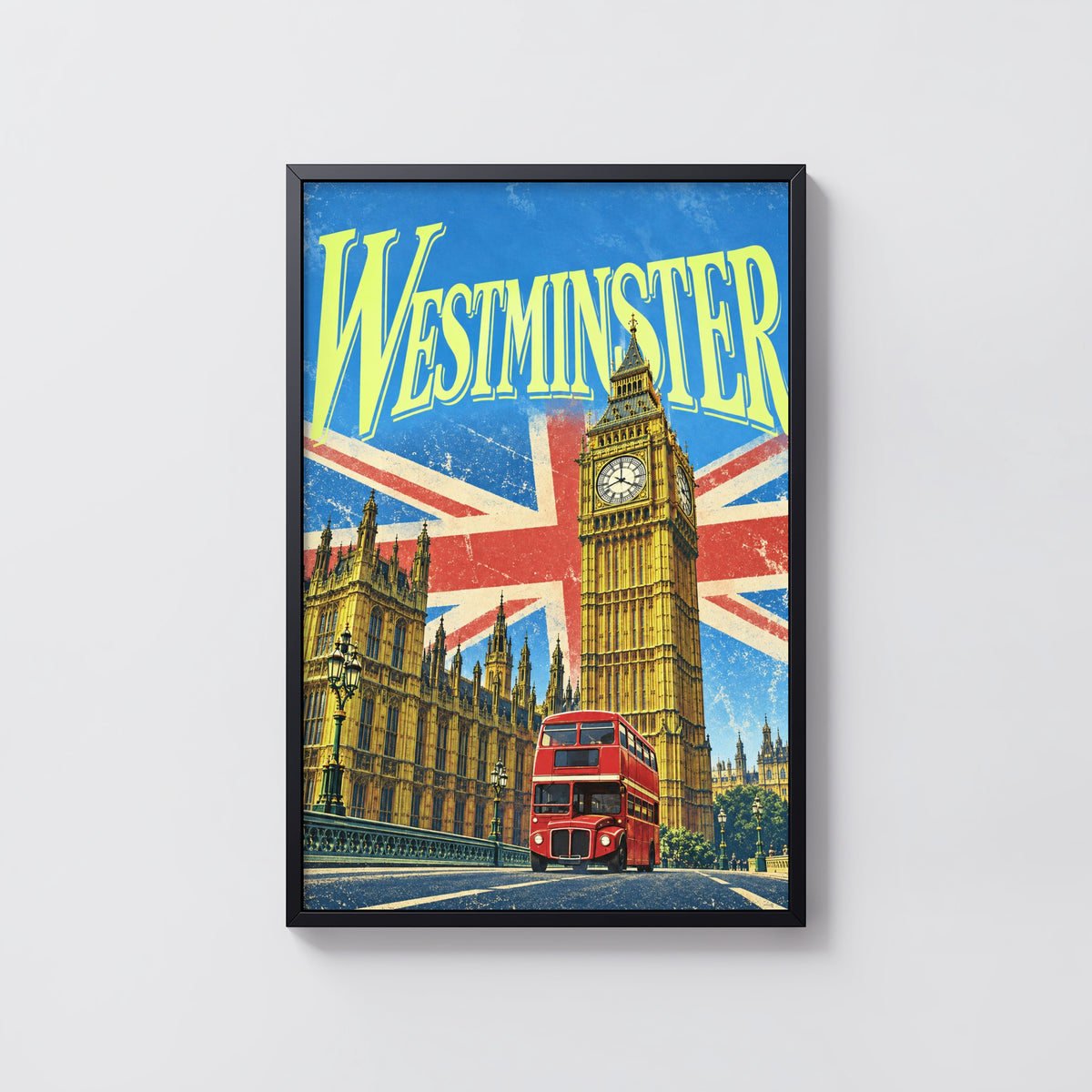 Vintage Westminster London Poster, Big Ben Wall Art Print