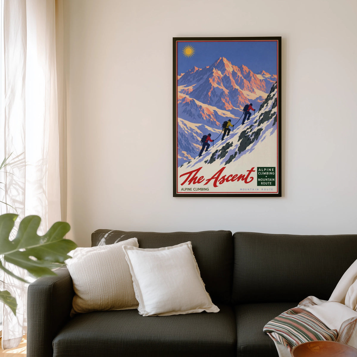Vintage Alpine Climbing Mountain Route Print, Poster