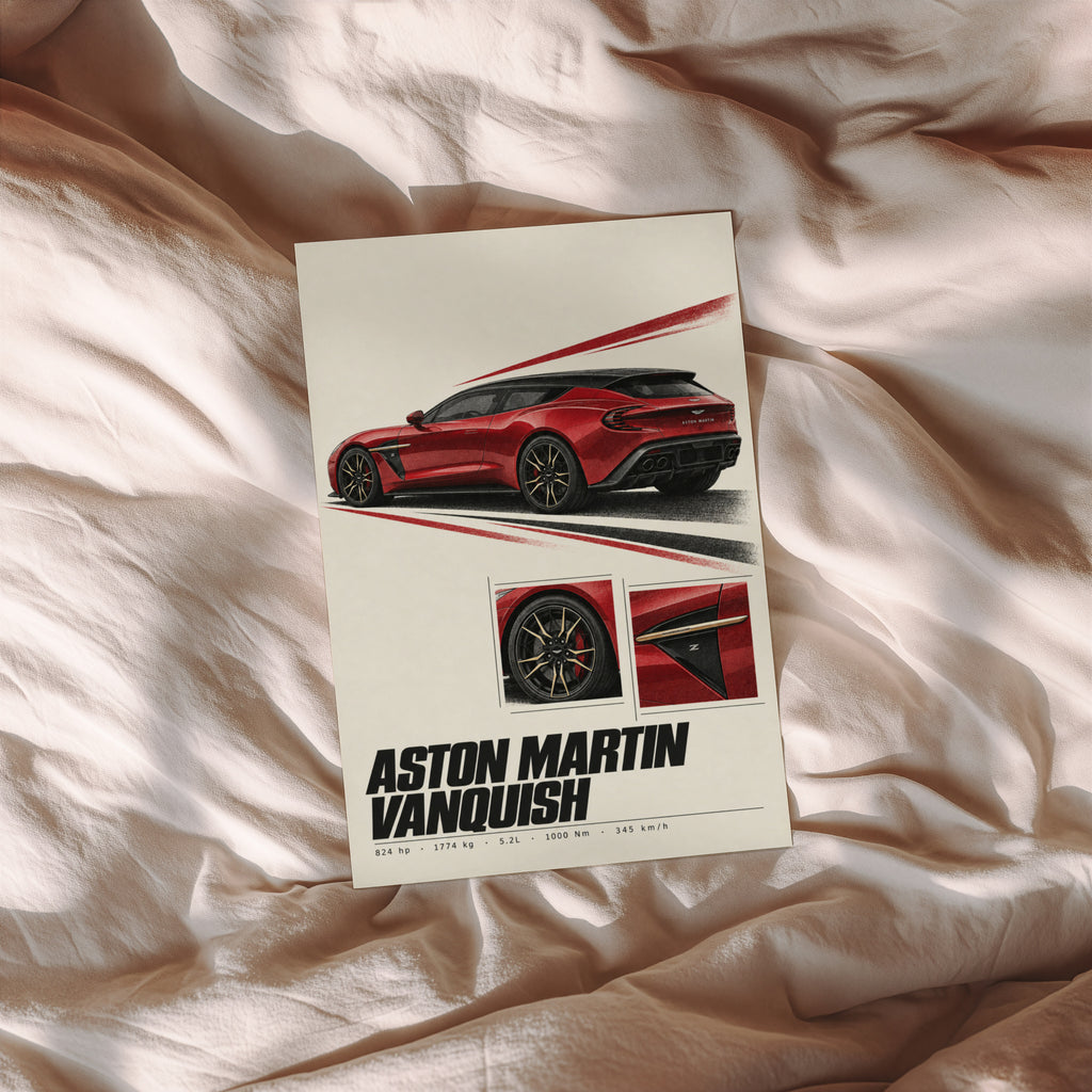 Vintage Aston Martin Vanquish Print, Car Wall Art