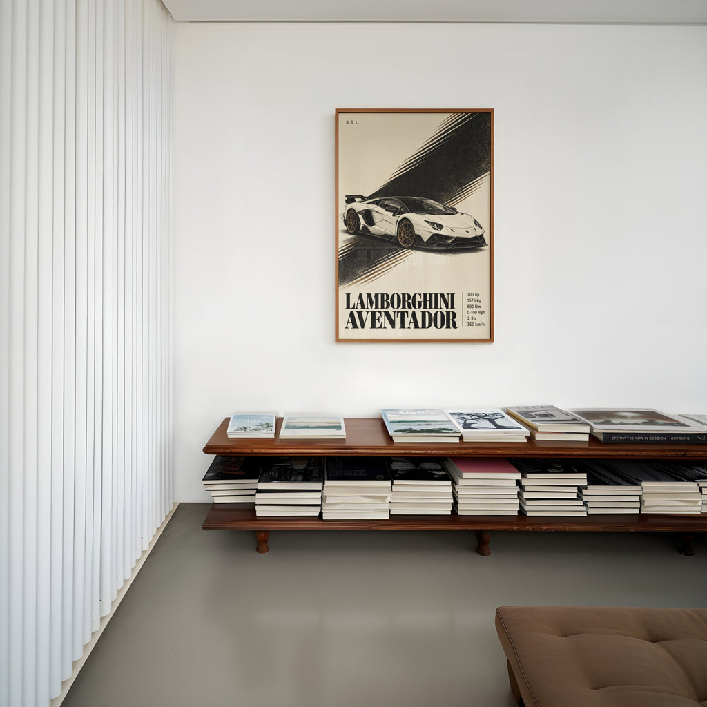 Vintage Lamborghini Aventador Print, Supercar Poster