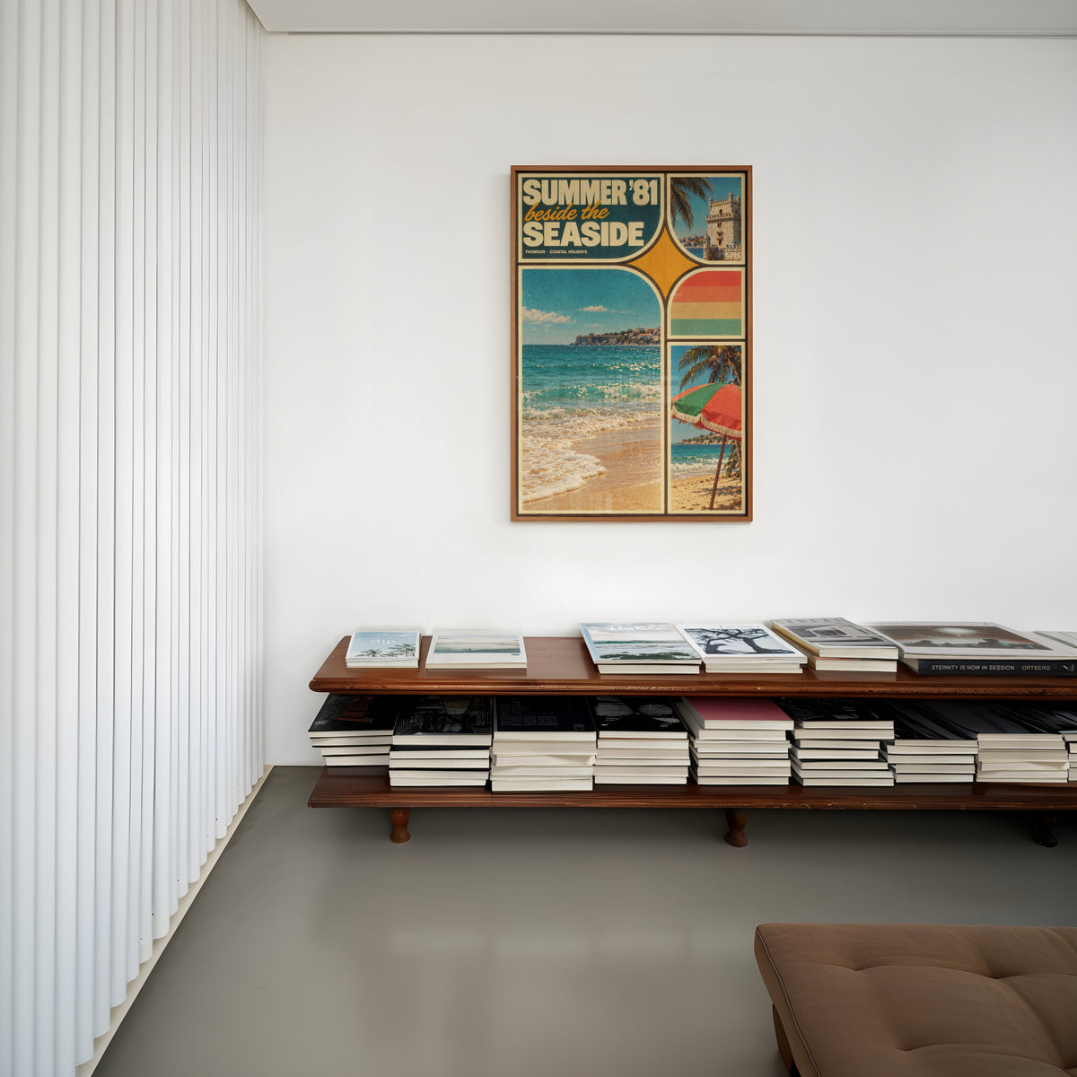 Vintage Seaside Holiday Poster, Beach Wall Art, Retro Print