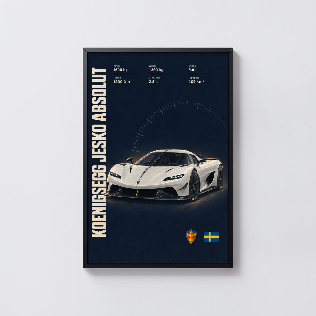 Vintage Koenigsegg Jesko Absolut Print, Supercar