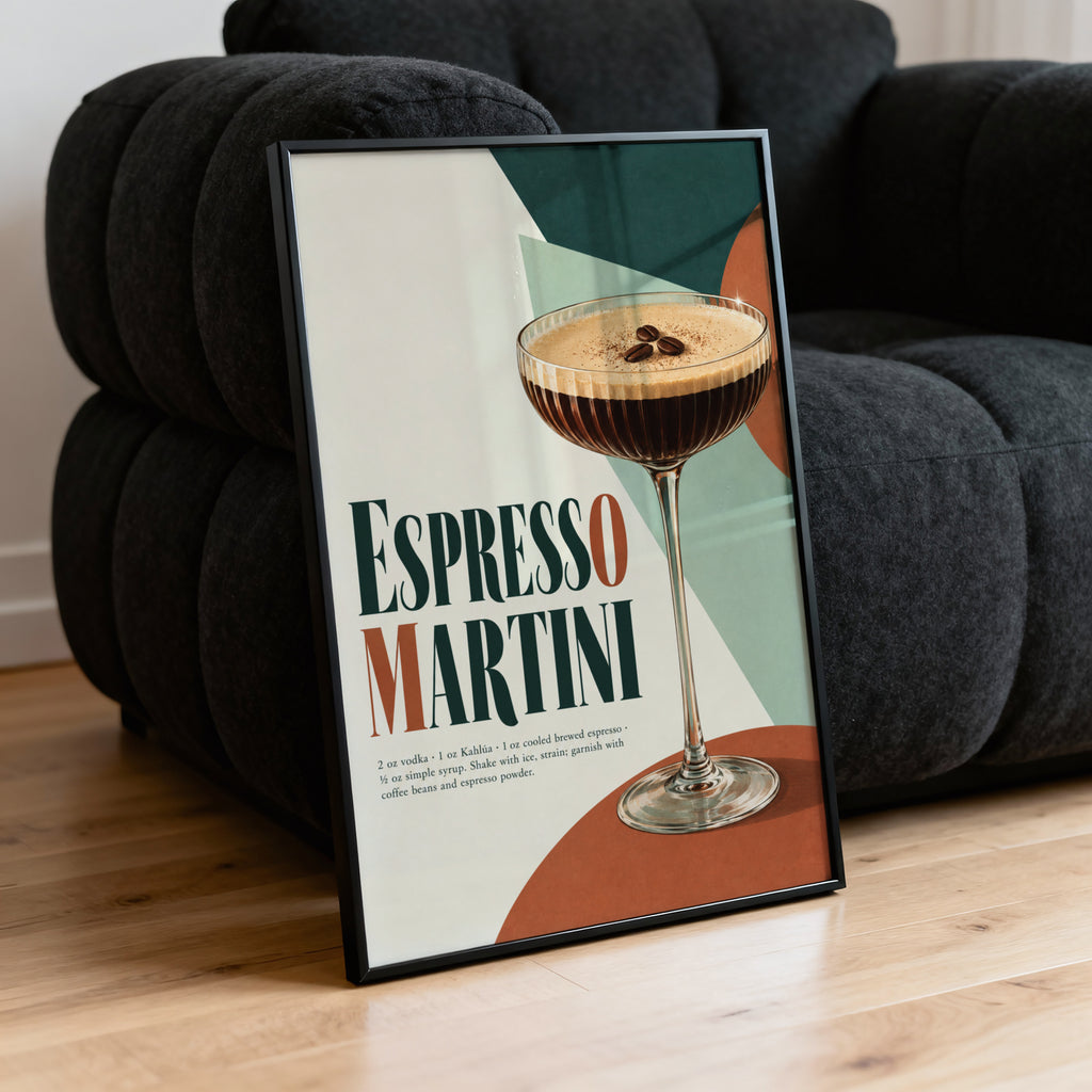Vintage Espresso Martini Print Poster, Cocktail Art