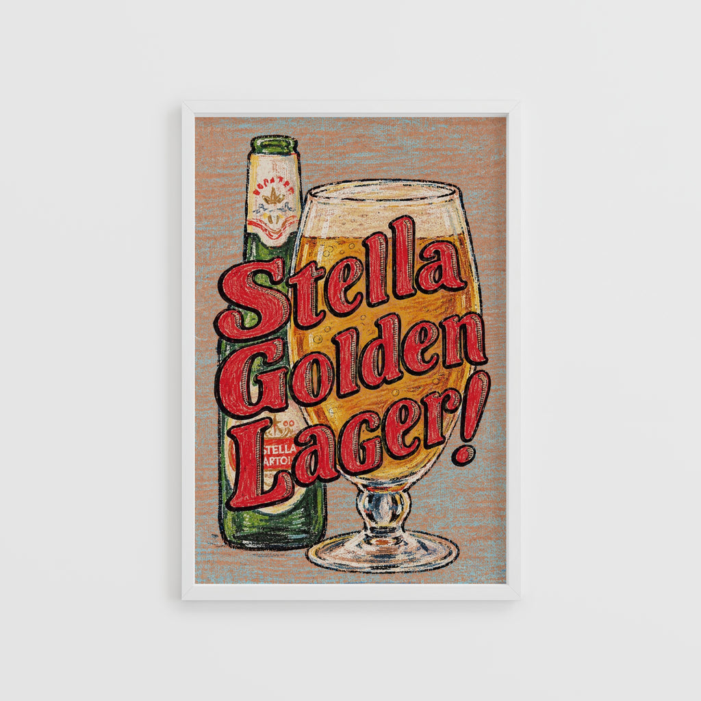 Vintage Stella Artois Beer Print, Lager Poster Pub Art