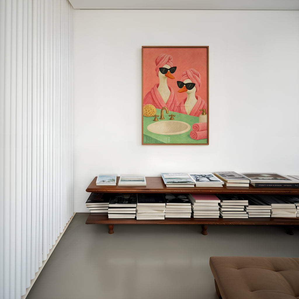 Vintage Bathroom Duck Print and Poster, Funny Wall Art