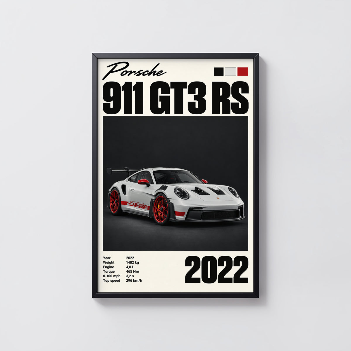 Vintage Porsche 911 GT3 RS Print, Car Poster, Wall Art