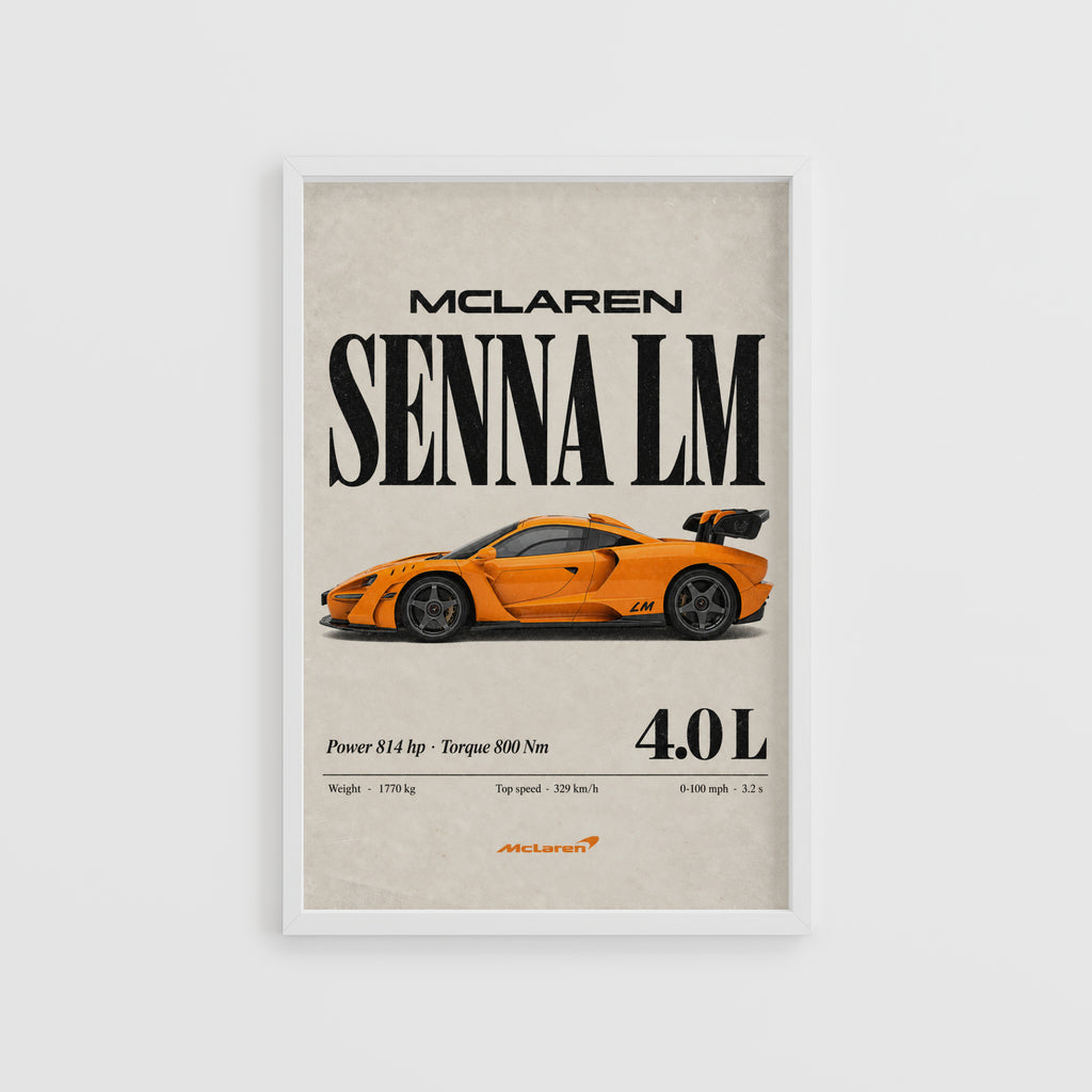 Vintage McLaren Senna LM Print, Supercar Wall Art