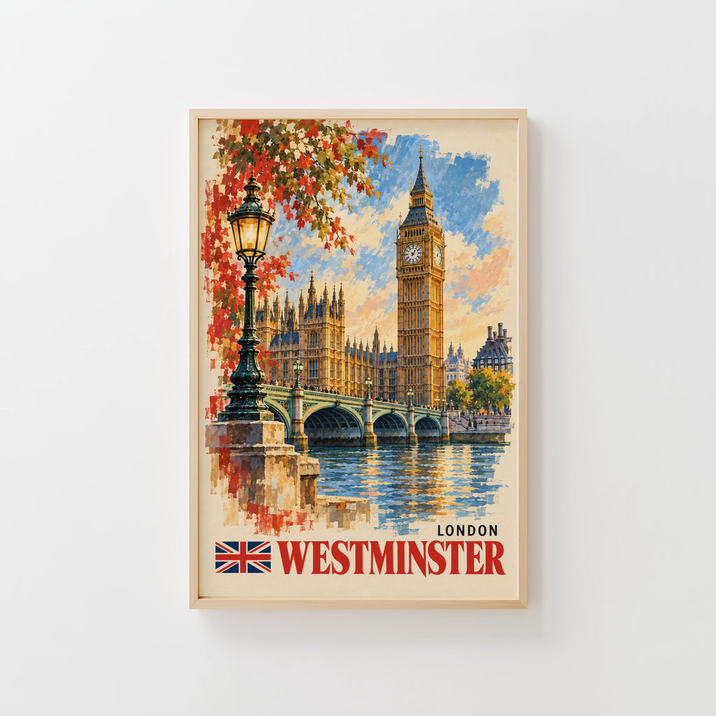 Vintage Westminster Poster, London Wall Art, Big Ben Print