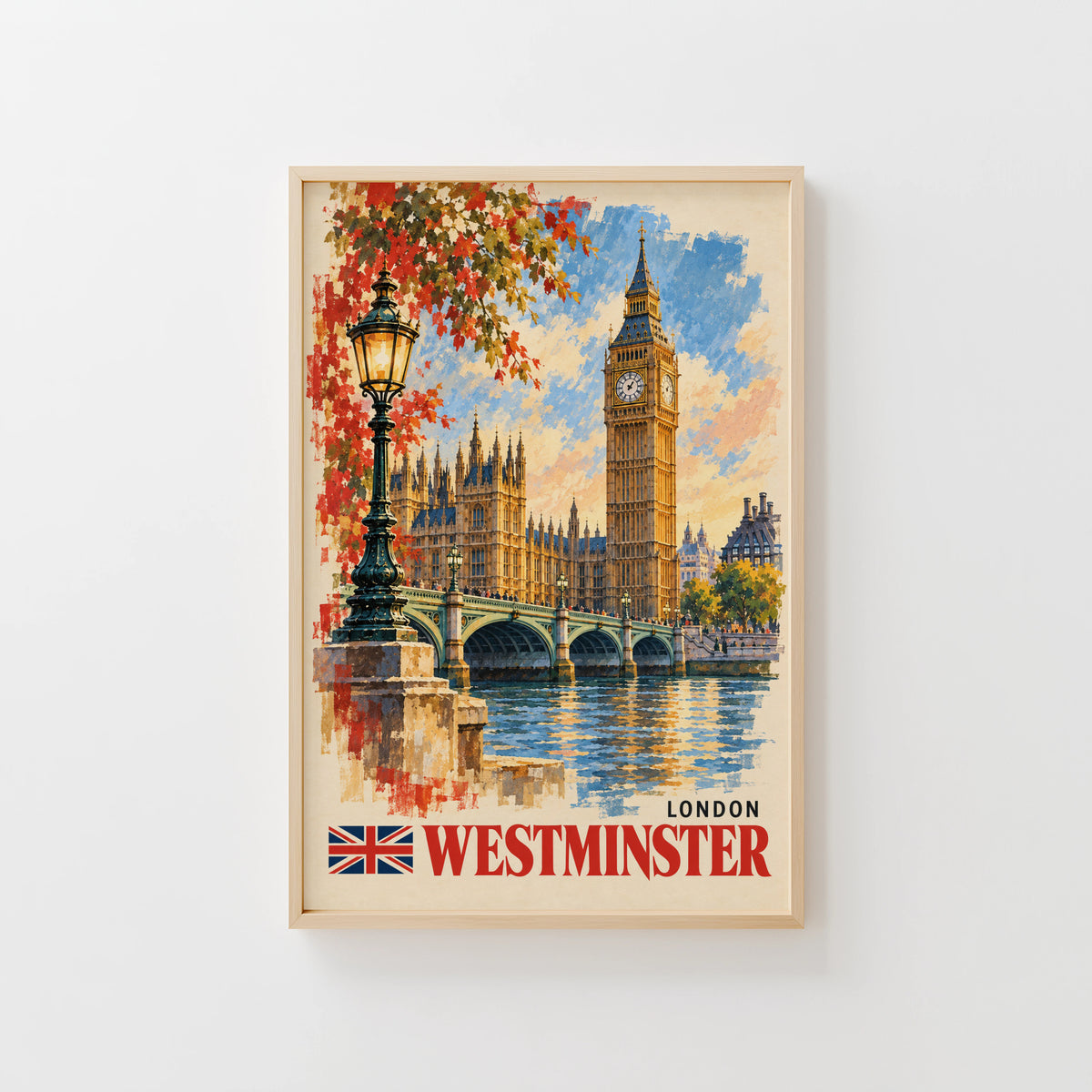 Vintage Westminster Poster, London Wall Art, Big Ben Print