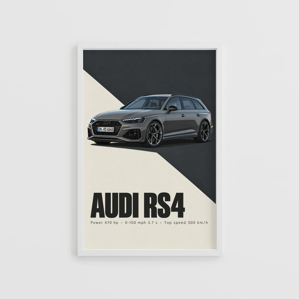 Vintage Audi RS4 Avant Print, Car Wall Art