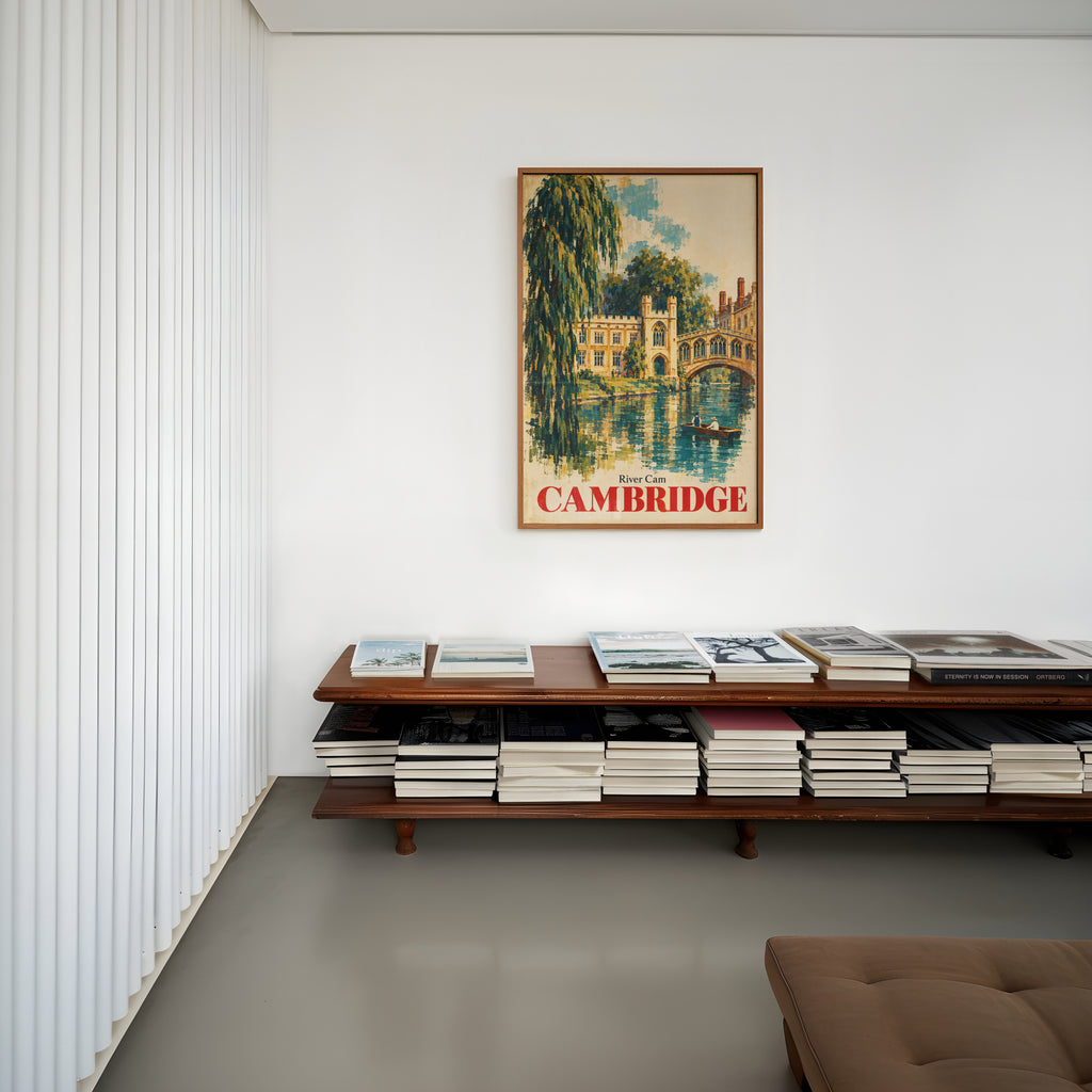 Vintage Cambridge River Cam Poster, England Wall Art Print