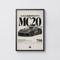 Vintage Maserati MC20 Print, Supercar Wall Art