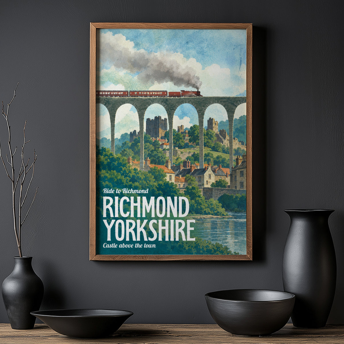 Vintage Richmond Yorkshire Train Print Poster, Wall Art