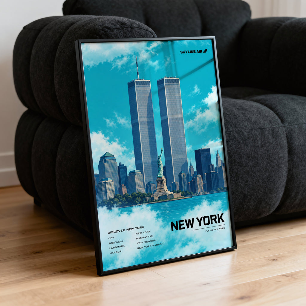 Vintage New York Poster, Twin Towers Wall Art Print