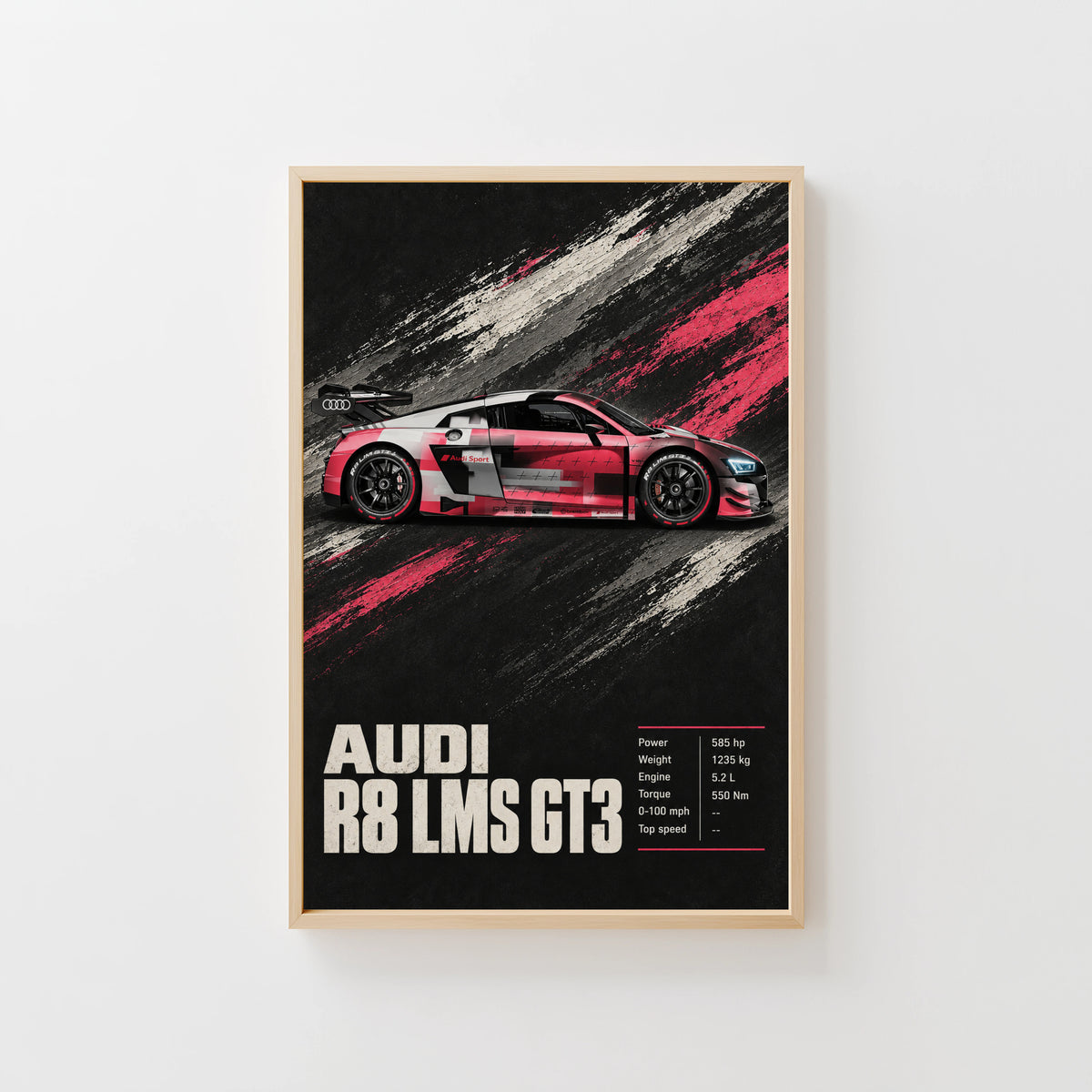 Vintage Audi R8 LMS GT3 Print, Race Car Poster