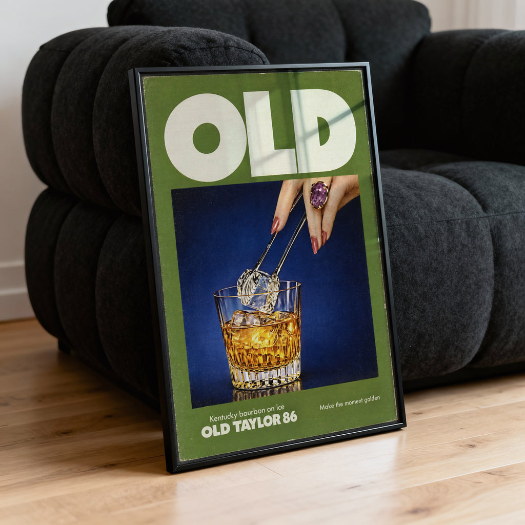 Vintage Bourbon Whiskey Poster, Retro Bar Wall Art Print
