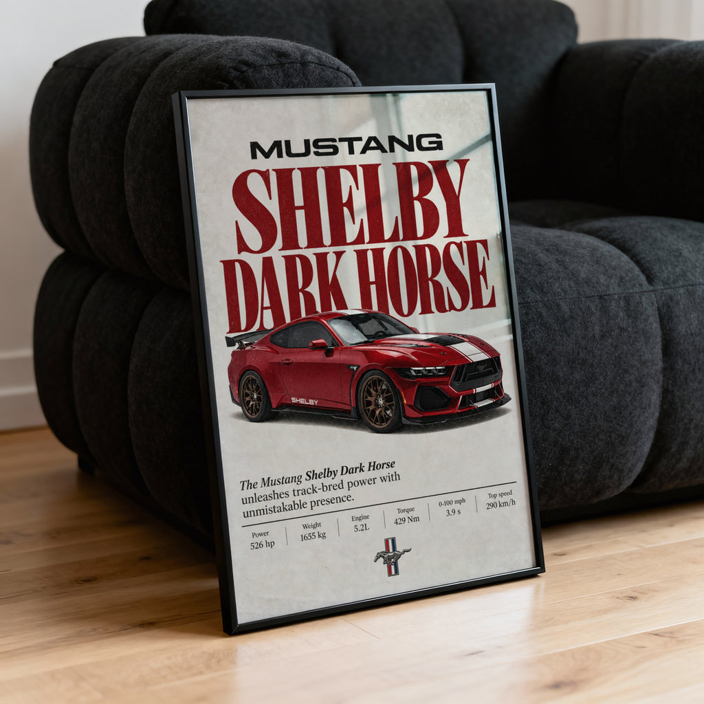 Vintage Mustang Shelby Dark Horse Print, Car Art