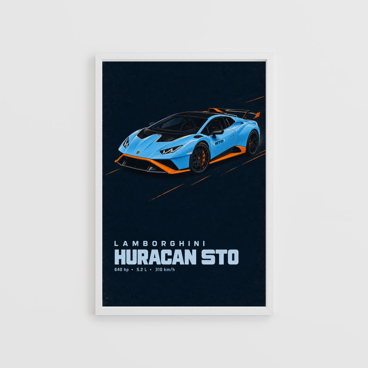 Vintage Lamborghini Huracan STO Print Car Art