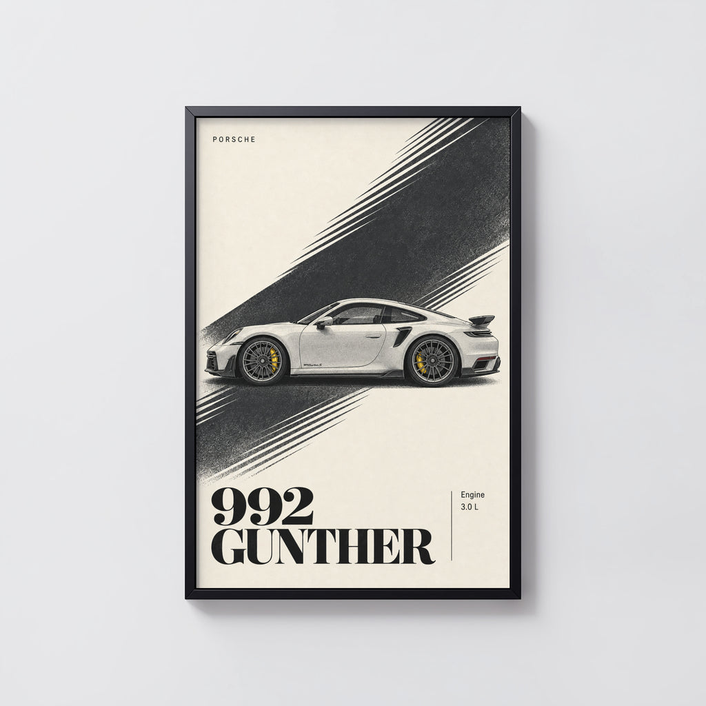 Vintage Porsche 992 Gunther Print, Car Wall Art