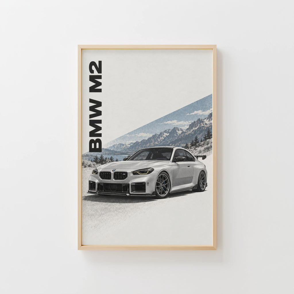 Vintage BMW M2 Print, Mountain Car Wall Art