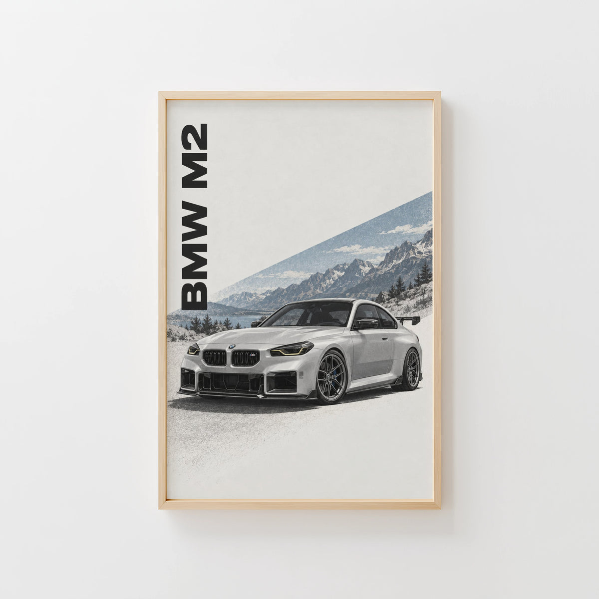 Vintage BMW M2 Print, Mountain Car Wall Art