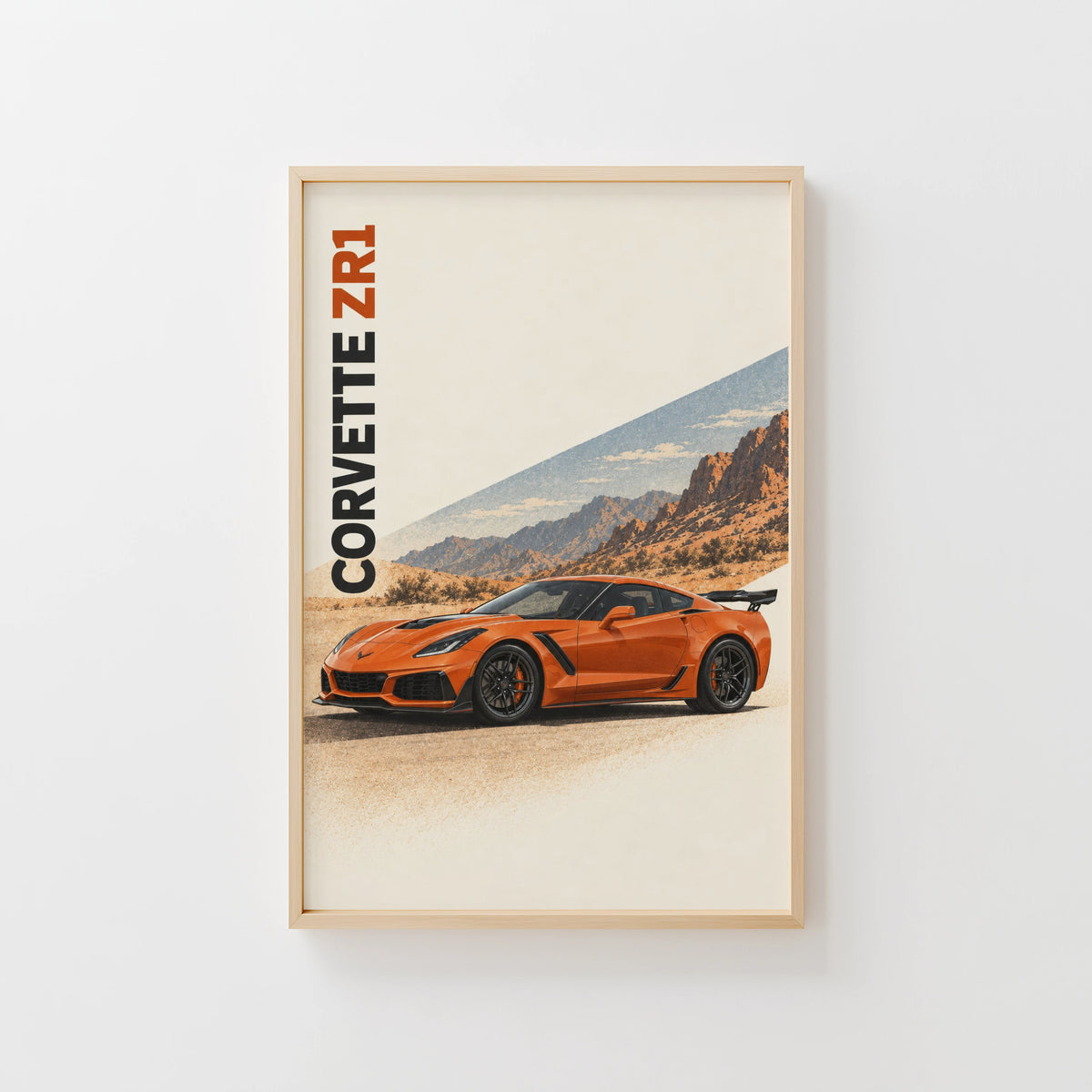 Vintage Corvette ZR1 Print, Car Poster, Desert Wall Art