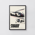 Vintage Pagani Zonda Print, Supercar Wall Art