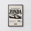 Vintage Pagani Zonda Print, Supercar Wall Art