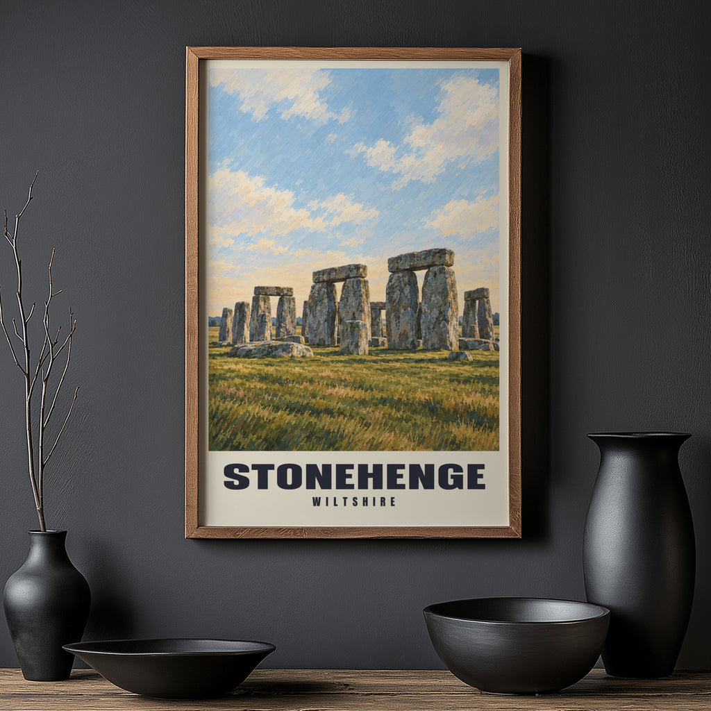 Vintage Stonehenge Poster, Wiltshire Wall Art, England Print